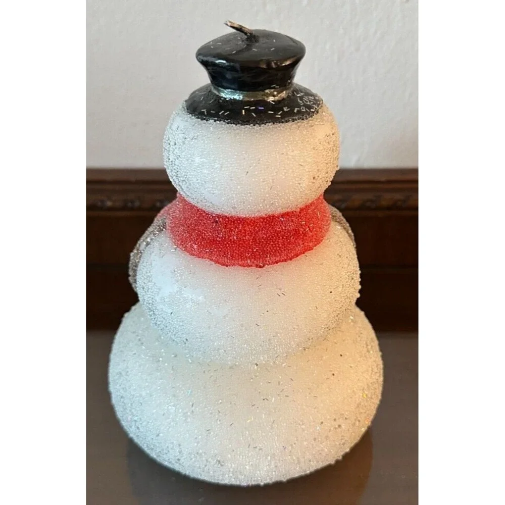 Pottery Barn Vintage Large 3 Tiered Snowman‎ Candle 200 Burn Hours 7